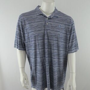 B. Draddy Golf Polo‎ Shirt Mens 2XL Blue White Striped Pima Cotton